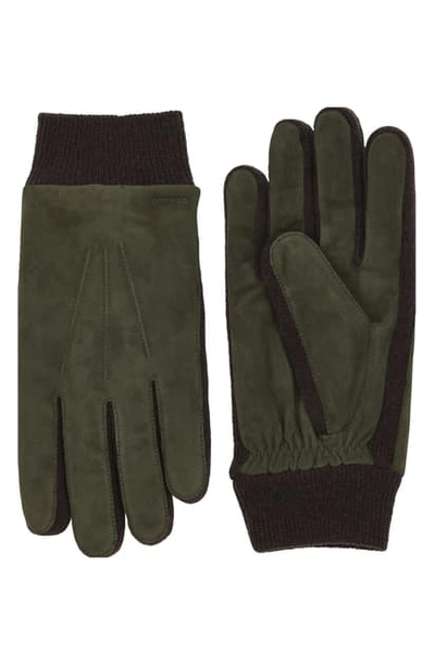 Shop Hestra Geoffrey Leather Gloves In Olive