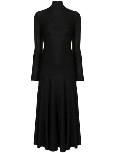 Shop Bottega Veneta Long Roll Neck Dress In Black
