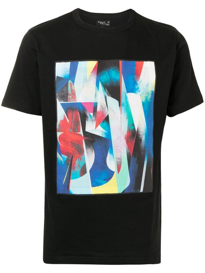 Shop Agnès B. Abstract-print Cotton T-shirt In Black