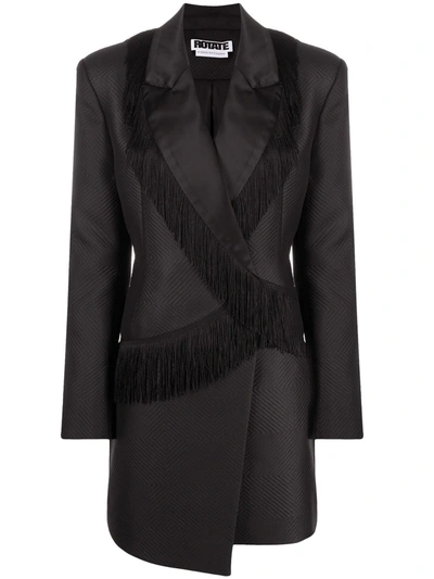 Shop Rotate Birger Christensen Shannon Fringed Blazer Dress In Black