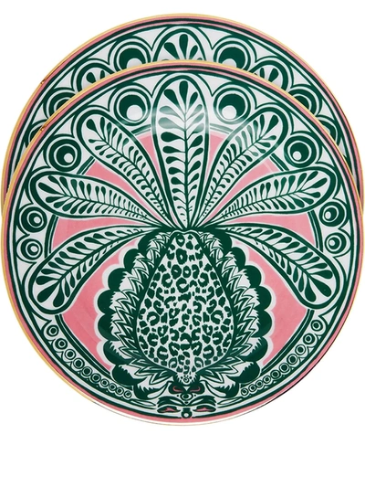 Shop La Doublej Pineapple Fuxia Dessert Plates (set Of 2) In Pink