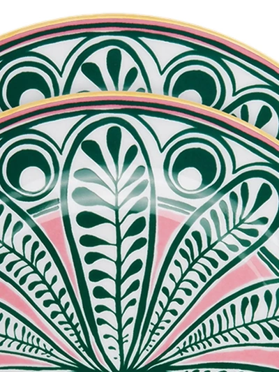 La Doublej X Ancap Dessert Plate Set - Big Pineapple Fuxia In Pink