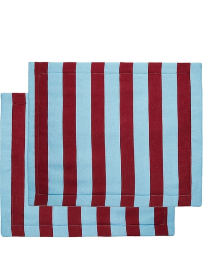 Shop La Doublej Stripe-print Tablemats (set Of 2) In Red