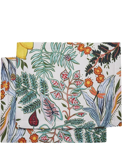 Shop La Doublej Botanical Print Tablemats (set Of 2) In White