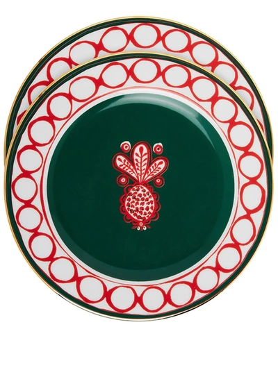 Shop La Doublej Pineapple Bordeaux Dessert Plates (set Of 2) In Green