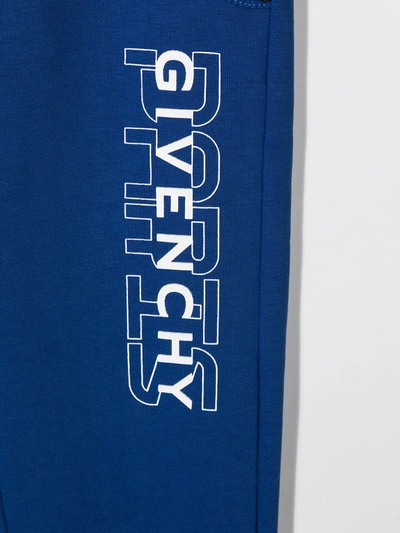 Shop Givenchy Teen Logo-print Track Pants In Blue