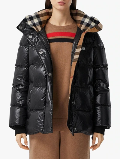 Shop Burberry Logo Appliqué Puffer Jacket In Black