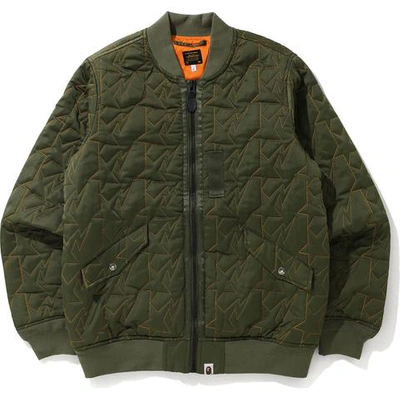 Pre-owned Bape  Sta Quilting Bomber Jacket Olivedrab