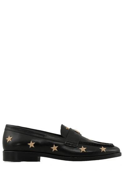 Shop Tommy Hilfiger Leather Loafer With Embroidered Stars In Brown