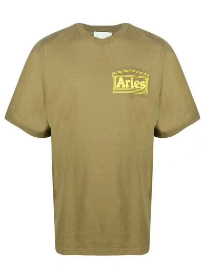 Shop Aries Olive Green Cotton T-shirt In Oliva