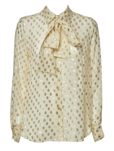 Shop P.a.r.o.s.h Shirt In Silk And Fil Coupè Details In Cream
