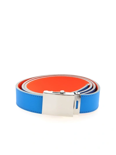 Shop Comme Des Garçons Super Fluo Reversible Belt In Blue And Orange