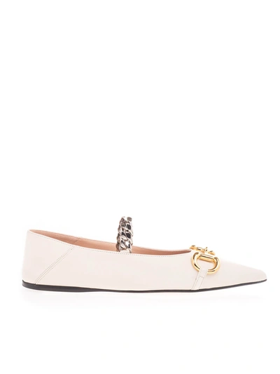 Shop Gucci Clamp And Chain Ballerina Shoes In White