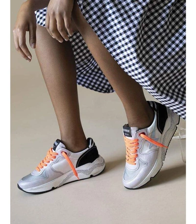 Shop Golden Goose Running Sole Zebra Print Heel Sneaker In Wht/lav