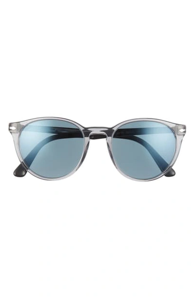 Shop Persol 52mm Round Sunglasses In Smoke/ Light Blue