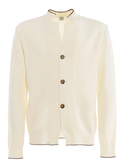Shop Eleventy Buttoned Wool Cardigan In White