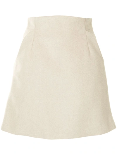 Shop Mame Kurogouchi Flared Mini Knit Skirt In White