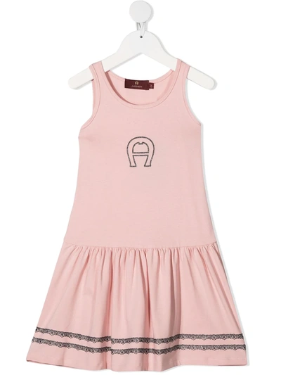 Shop Aigner Horseshoe Embroidered Dress In Pink