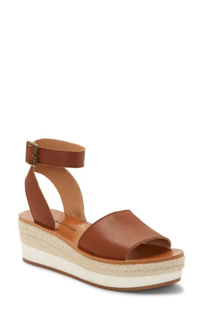 Shop Lucky Brand Joodith Platform Wedge Sandal In Umber Leather