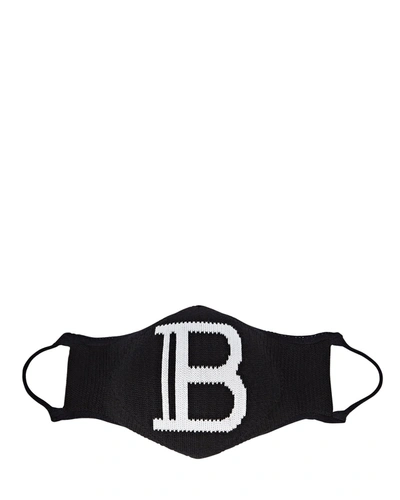 Shop Balmain Logo Knit Face Mask In Black