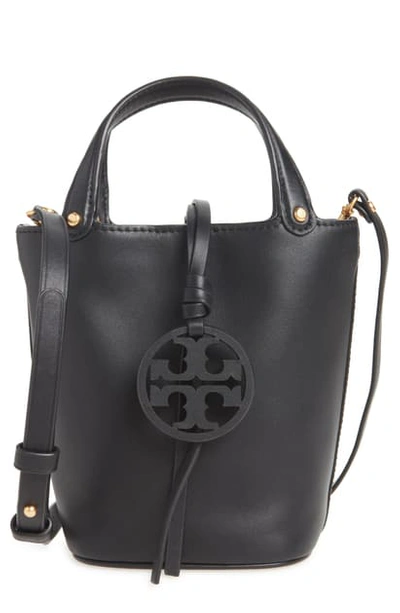 Shop Tory Burch Mini Miller Leather Bucket Bag In Black