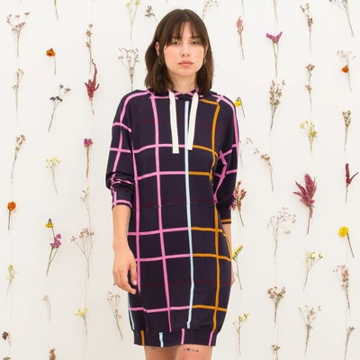 Shop Tomcsanyi Parad Hooded Sweatshirt Dress 'checked' In Multicolour