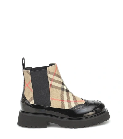 Shop Burberry Vintage Check Chelsea Boots In Beige