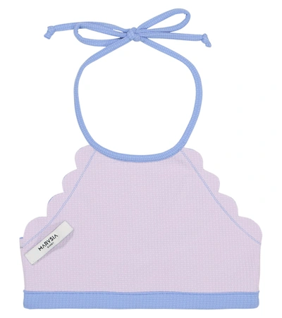 Shop Marysia Bumby Mott Reversible Bikini Top In Blue
