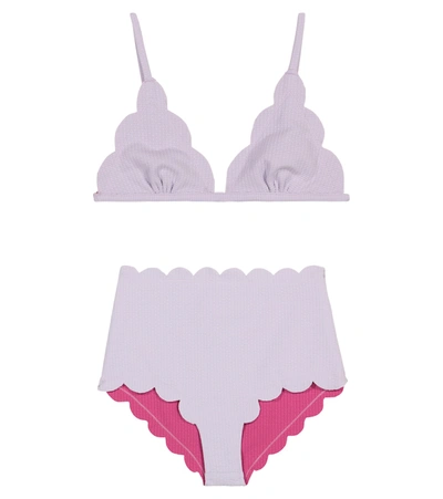 Shop Marysia Bumby Fixed Triangle Reversible Bikini Top In Purple
