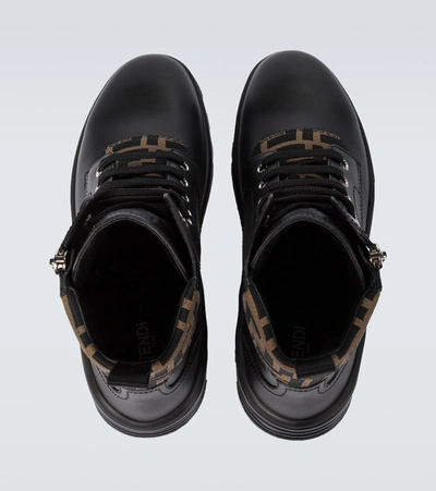 Shop Fendi Leather Combat Boots In Black