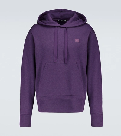 Shop Acne Studios Forba Face Hooded Sweatshirt In Purple
