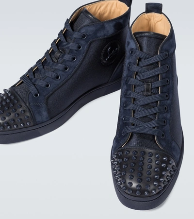 Shop Christian Louboutin Lou Spikes Orlato Sneakers In Blue