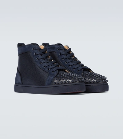 Shop Christian Louboutin Lou Spikes Orlato Sneakers In Blue
