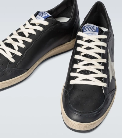 Shop Golden Goose Ball Star Leather Sneakers In Black