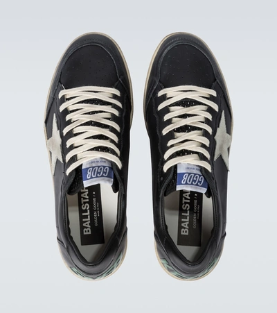 Shop Golden Goose Ball Star Leather Sneakers In Black