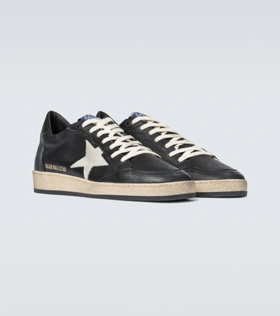 Shop Golden Goose Ball Star Leather Sneakers In Black