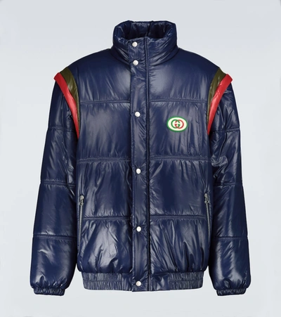 Shop Gucci Padded Puffer Jacket In Blue