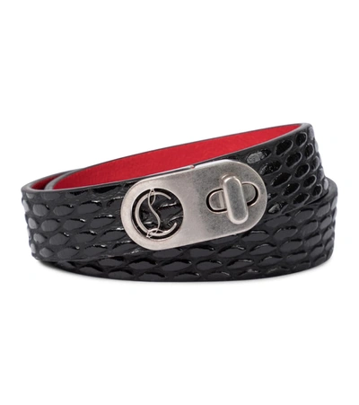 Shop Christian Louboutin Elisa Leather Bracelet In Black