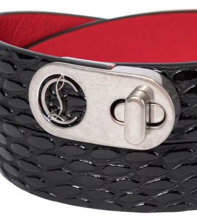 Shop Christian Louboutin Elisa Leather Bracelet In Black