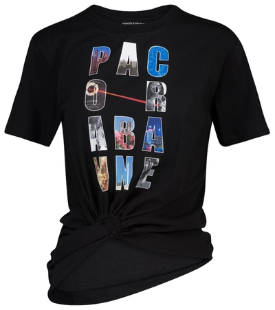Shop Paco Rabanne Logo Cotton Jersey T-shirt In Black