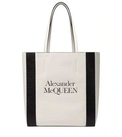 Shop Alexander Mcqueen Signature Medium Leather Shopper In White