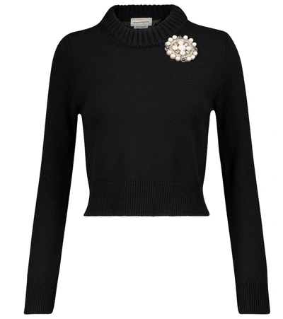 Shop Alexander Mcqueen Embellished Cashmere Sweater In Black