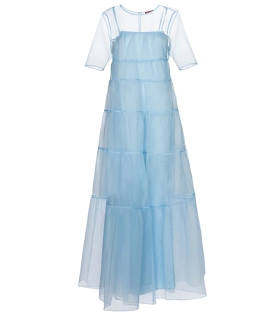Shop Staud Hyacinth Organza Maxi Dress In Blue