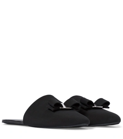 Shop Ferragamo Vara Bow Slippers In Black