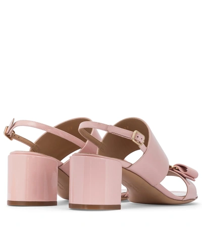 Shop Ferragamo Vara Bow Patent Leather Sandals In Pink