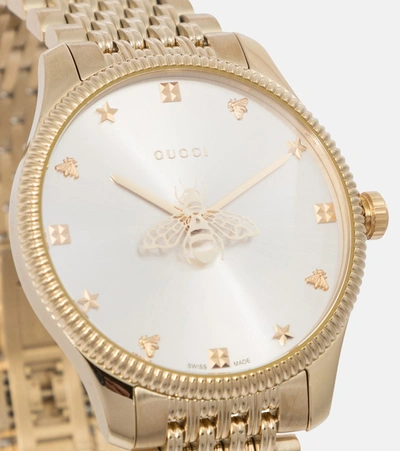 Shop Gucci G-timeless Slim 36mm Gold-plated Stainless Steel Watch