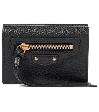Shop Balenciaga Neo Classic City Mini Leather Wallet In Black
