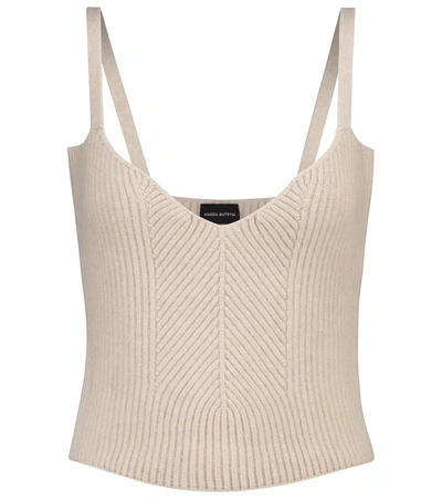 Shop Magda Butrym Ribbed-knit Cashmere Camisole In Beige