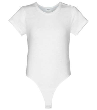 Shop Re/done 60s Cotton Jersey Bodysuit In White