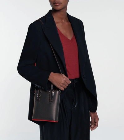 Christian Louboutin Cabata N/s Mini Tote In Grained Leather In Black
